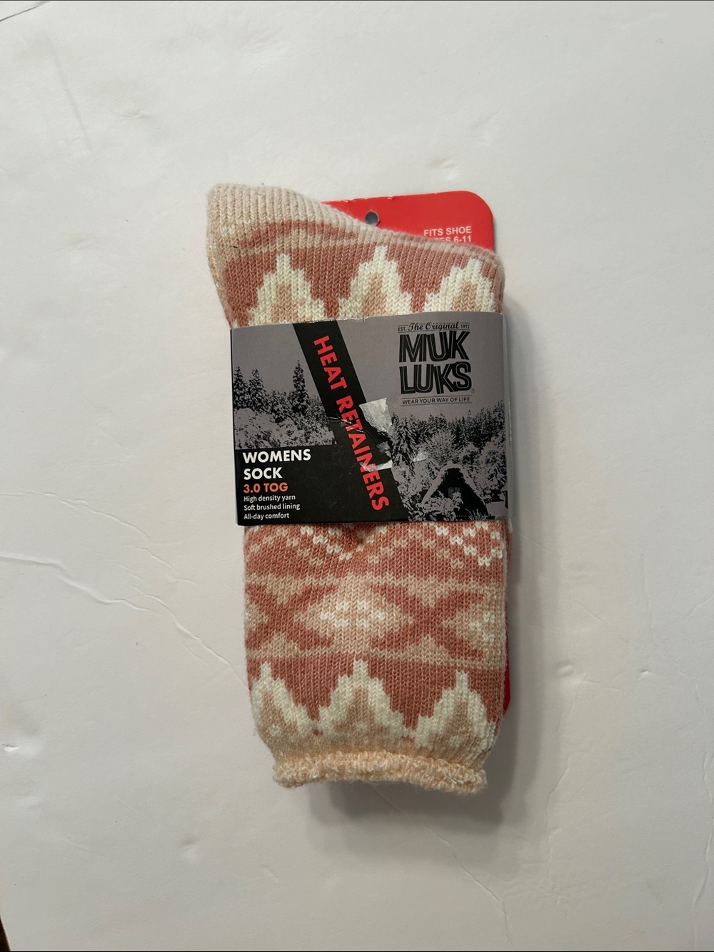 Muk Luks Women's Casual Knit Socks - Pink Cream Patterned